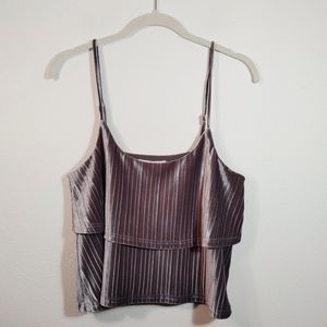 Jack BB Dakota Silver Crop Velvet Tank Top S